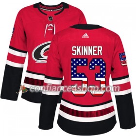 Adidas Maillot de Hockey Carolina Hurricanes Jeff Skinner 53 2017-2018 Rouge USA Flag Fashion Authentic - Femme
